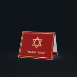 THANK YOU bar mitzvah gold star burgundy dark red Card<br><div class="desc">[ NOTE - THE GOLD EFFECT IS A PRINTED PICTURE ] A modern, simple design for a THANK YOU CARD Setup as a template it is simple for you to add your own details, or hit the customize button and you can add or change text, fonts, sizes etc TIP ::...</div>