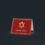 THANK YOU bar mitzvah gold star burgundy dark red Card<br><div class="desc">[ NOTE - THE GOLD EFFECT IS A PRINTED PICTURE ] A modern, simple design for a THANK YOU CARD Setup as a template it is simple for you to add your own details, or hit the customize button and you can add or change text, fonts, sizes etc TIP ::...</div>