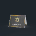 THANK YOU bar mitzvah gold star grey chalkboard<br><div class="desc">[ NOTE - THE GOLD EFFECT IS A PRINTED PICTURE ] A modern, simple design for a THANK YOU CARD Setup as a template it is simple for you to add your own details, or hit the customize button and you can add or change text, fonts, sizes etc TIP ::...</div>