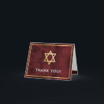 THANK YOU bar mitzvah gold star maroon dark red Card<br><div class="desc">[ NOTE - THE GOLD EFFECT IS A PRINTED PICTURE ] A modern, simple design for a THANK YOU CARD Setup as a template it is simple for you to add your own details, or hit the customize button and you can add or change text, fonts, sizes etc TIP ::...</div>