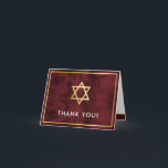 THANK YOU bar mitzvah gold star maroon dark red Card<br><div class="desc">[ NOTE - THE GOLD EFFECT IS A PRINTED PICTURE ] A modern, simple design for a THANK YOU CARD Setup as a template it is simple for you to add your own details, or hit the customize button and you can add or change text, fonts, sizes etc TIP ::...</div>
