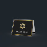 THANK YOU bar mitzvah gold star of david black Card<br><div class="desc">[ NOTE - THE GOLD EFFECT IS A PRINTED PICTURE ] A modern, simple design for THANK YOU CARD Setup as a template it is simple for you to add your own details, or hit the ize button and you can add or change text, fonts, customsizes, etc TIP: 1. To...</div>