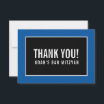 THANK YOU BAR MITZVAH minimalist black royal blue<br><div class="desc">by kat massard >>> https://linktr.ee/simplysweetpaperie <<< A simple, stylish way to say thank you to your guest's for attending your event. Setup as a template it is simple for you to add your own details, or hit the customise button and you can add or change text, fonts, sizes etc TIP...</div>