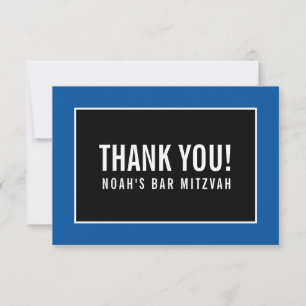 THANK YOU BAR MITZVAH minimalist black royal blue Card