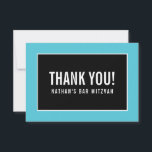 THANK YOU BAR MITZVAH minimalist black turquoise Card<br><div class="desc">by kat massard >>> https://linktr.ee/simplysweetpaperie <<< A simple, stylish way to say thank you to your guest's for attending your event. Setup as a template it is simple for you to add your own details, or hit the customise button and you can add or change text, fonts, sizes etc TIP...</div>