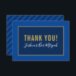 THANK YOU BAR MITZVAH minimalist gold navy blue<br><div class="desc">by kat massard >>> https://linktr.ee/simplysweetpaperie <<< A simple, stylish way to say thank you to your guest's for attending your event. Setup as a template it is simple for you to add your own details, or hit the customise button and you can add or change text, fonts, sizes etc TIP...</div>