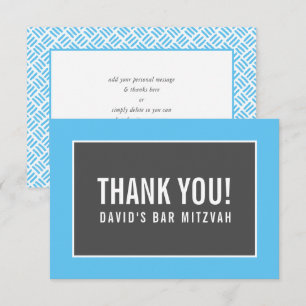 THANK YOU BAR MITZVAH minimalist grid blue grey