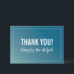 THANK YOU BAR MITZVAH modern blue mint gradient<br><div class="desc">by kat massard >>> https://linktr.ee/simplysweetpaperie <<< A simple, stylish way to say thank you to your guest's for attending your event. Setup as a template it is simple for you to add your own details, or hit the customise button and you can add or change text, fonts, sizes etc TIP...</div>