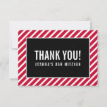 THANK YOU BAR MITZVAH modern boy simple red black<br><div class="desc">by kat massard >>> https://linktr.ee/simplysweetpaperie <<< A simple, stylish way to say thank you to your guest's for attending your event. Setup as a template it is simple for you to add your own details, or hit the customise button and you can add or change text, fonts, sizes etc TIP...</div>