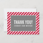 THANK YOU BAR MITZVAH modern boy simple red grey<br><div class="desc">by kat massard >>> https://linktr.ee/simplysweetpaperie <<< A simple, stylish way to say thank you to your guest's for attending your event. Setup as a template it is simple for you to add your own details, or hit the customise button and you can add or change text, fonts, sizes etc TIP...</div>
