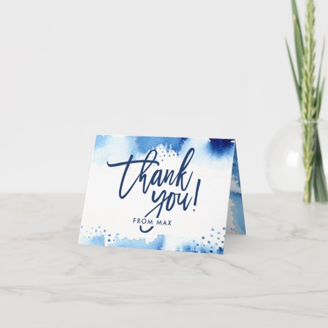 THANK YOU bar mitzvah modern dark blue painted (Front)