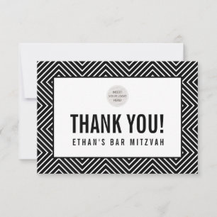 THANK YOU BAR MITZVAH modern geometric black red Card