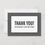 THANK YOU BAR MITZVAH modern geometric black white<br><div class="desc">by kat massard >>> https://linktr.ee/simplysweetpaperie <<< A simple, stylish way to say thank you to your guest's for attending your event. Setup as a template it is simple for you to add your own details, or hit the customise button and you can add or change text, fonts, sizes etc TIP...</div>