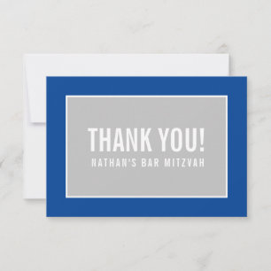 THANK YOU BAR MITZVAH modern geometric blue grey Card