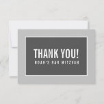 THANK YOU BAR MITZVAH modern geometric mono gray<br><div class="desc">by kat massard >>> https://linktr.ee/simplysweetpaperie <<< A simple, stylish way to say thank you to your guest's for attending your event. Setup as a template it is simple for you to add your own details, or hit the customise button and you can add or change text, fonts, sizes etc TIP...</div>