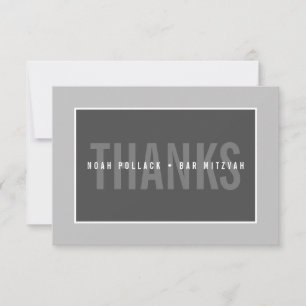 THANK YOU BAR MITZVAH modern geometric mono grey Card