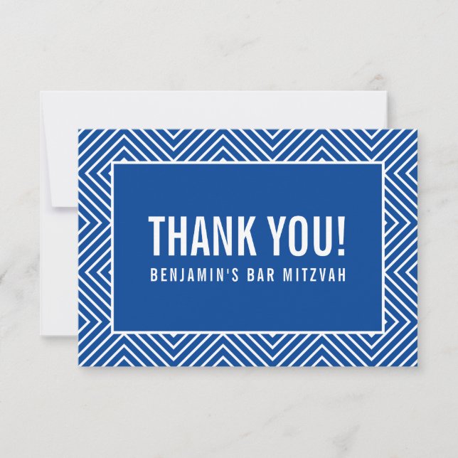 THANK YOU BAR MITZVAH modern geometric royal blue (Front)