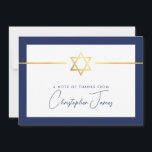THANK YOU bar mitzvah modern gold jewish star navy<br><div class="desc">[ NOTE - THE GOLD EFFECT IS A PRINTED PICTURE ] A modern, simple design for THANK YOU CARD Setup as a template it is simple for you to add your own details, or hit the ize button and you can add or change text, fonts, customsizes, etc TIP: 1. To...</div>