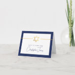 THANK YOU bar mitzvah modern gold jewish star navy<br><div class="desc">[ NOTE - THE GOLD EFFECT IS A PRINTED PICTURE ] A modern, simple design for THANK YOU CARD Setup as a template it is simple for you to add your own details, or hit the ize button and you can add or change text, fonts, customsizes, etc TIP: 1. To...</div>