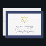 THANK YOU bar mitzvah modern gold jewish star navy Card<br><div class="desc">[ NOTE - THE GOLD EFFECT IS A PRINTED PICTURE ] A modern, simple design for THANK YOU CARD Setup as a template it is simple for you to add your own details, or hit the ize button and you can add or change text, fonts, customsizes, etc TIP: 1. To...</div>