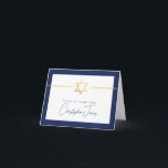 THANK YOU bar mitzvah modern gold jewish star navy Card<br><div class="desc">[ NOTE - THE GOLD EFFECT IS A PRINTED PICTURE ] A modern, simple design for THANK YOU CARD Setup as a template it is simple for you to add your own details, or hit the ize button and you can add or change text, fonts, customsizes, etc TIP: 1. To...</div>