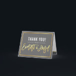THANK YOU bar mitzvah modern gold name calligraphy<br><div class="desc">CUSTOM ORDER for Emily *** Faux gold foil effect - printed in yellows and browns for a foil effect *** A modern, simple design for a THANK YOU CARD Setup as a template it is simple for you to add your own details, or hit the customize button and you can...</div>