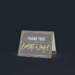 THANK YOU bar mitzvah modern gold name calligraphy<br><div class="desc">CUSTOM ORDER for Emily *** Faux gold foil effect - printed in yellows and browns for a foil effect *** A modern, simple design for a THANK YOU CARD Setup as a template it is simple for you to add your own details, or hit the customize button and you can...</div>
