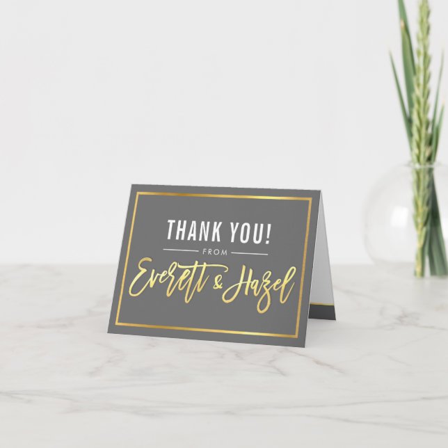 THANK YOU bar mitzvah modern gold name calligraphy (Front)