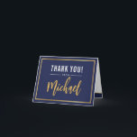 THANK YOU bar mitzvah modern gold name calligraphy Card<br><div class="desc">A modern, simple design for a THANK YOU CARD Setup as a template it is simple for you to add your own details, or hit the customize button and you can add or change text, fonts, sizes etc TIP :: 1. To resize / reposition the image/photo hit the orange "customise...</div>