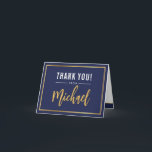 THANK YOU bar mitzvah modern gold name calligraphy Card<br><div class="desc">A modern, simple design for a THANK YOU CARD Setup as a template it is simple for you to add your own details, or hit the customize button and you can add or change text, fonts, sizes etc TIP :: 1. To resize / reposition the image/photo hit the orange "customise...</div>