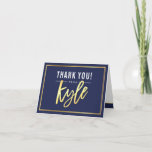 THANK YOU bar mitzvah modern gold name KYLE navy<br><div class="desc">[ NOTE - THE GOLD EFFECT IS A PRINTED PICTURE ] A modern, simple design for a THANK YOU CARD Setup as a template it is simple for you to add your own details, or hit the customize button and you can add or change text, fonts, sizes etc TIP ::...</div>