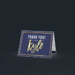 THANK YOU bar mitzvah modern gold name KYLE navy Card<br><div class="desc">[ NOTE - THE GOLD EFFECT IS A PRINTED PICTURE ] A modern, simple design for a THANK YOU CARD Setup as a template it is simple for you to add your own details, or hit the customize button and you can add or change text, fonts, sizes etc TIP ::...</div>