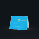 THANK YOU bar mitzvah modern gold star aqua blue Card<br><div class="desc">[ NOTE - THE GOLD EFFECT IS A PRINTED PICTURE ] A modern, simple design for THANK YOU CARD Setup as a template it is simple for you to add your own details, or hit the ize button and you can add or change text, fonts, customsizes, etc TIP: 1. To...</div>
