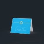 THANK YOU bar mitzvah modern gold star aqua blue Card<br><div class="desc">[ NOTE - THE GOLD EFFECT IS A PRINTED PICTURE ] A modern, simple design for THANK YOU CARD Setup as a template it is simple for you to add your own details, or hit the ize button and you can add or change text, fonts, customsizes, etc TIP: 1. To...</div>