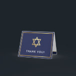 THANK YOU bar mitzvah modern gold star navy blue<br><div class="desc">[ NOTE - THE GOLD EFFECT IS A PRINTED PICTURE ] A modern, simple design for a THANK YOU CARD Setup as a template it is simple for you to add your own details, or hit the customize button and you can add or change text, fonts, sizes etc TIP ::...</div>