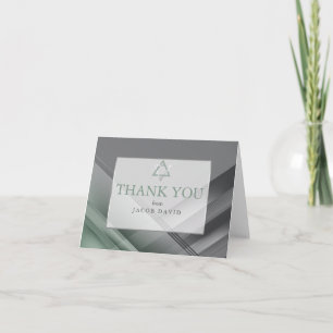 Thank You   Bar Mitzvah Modern Green and Charcoal Invitation
