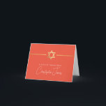 THANK YOU bar mitzvah modern jewish star orange Card<br><div class="desc">[ NOTE - THE GOLD EFFECT IS A PRINTED PICTURE ] A modern, simple design for THANK YOU CARD Setup as a template it is simple for you to add your own details, or hit the ize button and you can add or change text, fonts, customsizes, etc TIP: 1. To...</div>