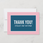 THANK YOU BAR MITZVAH modern minimalist blue pink<br><div class="desc">by kat massard >>> https://linktr.ee/simplysweetpaperie <<< A simple, stylish way to say thank you to your guest's for attending your event. Setup as a template it is simple for you to add your own details, or hit the customise button and you can add or change text, fonts, sizes etc TIP...</div>