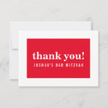 THANK YOU BAR MITZVAH modern minimalist bold red<br><div class="desc">by kat massard >>> https://linktr.ee/simplysweetpaperie <<< A simple, stylish way to say thank you to your guest's for attending your event. Setup as a template it is simple for you to add your own details, or hit the customise button and you can add or change text, fonts, sizes etc TIP...</div>