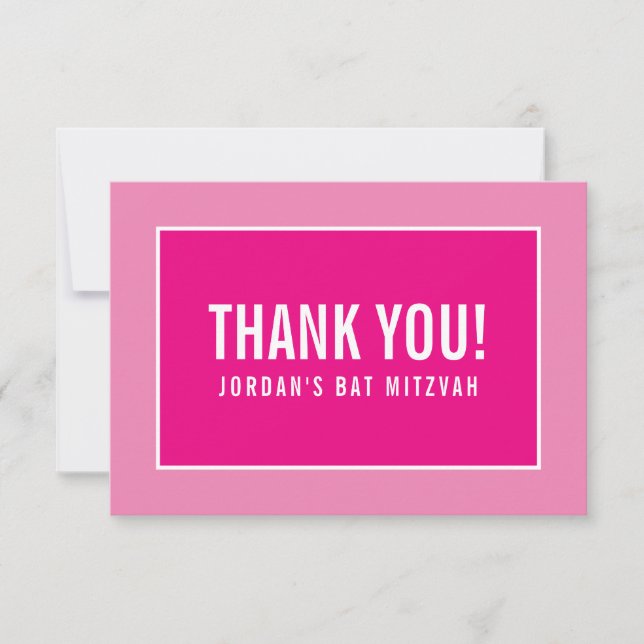 THANK YOU BAR MITZVAH modern minimalist girly pink (Front)