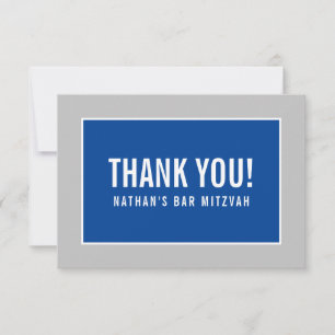THANK YOU BAR MITZVAH modern minimalist grey blue Card