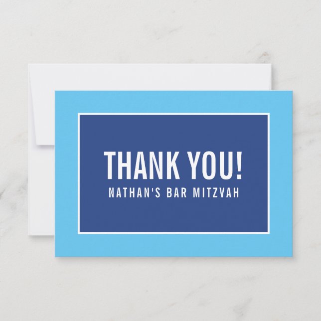 THANK YOU BAR MITZVAH modern minimalist royal blue (Front)