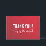 THANK YOU BAR MITZVAH modern red burgundy gradient<br><div class="desc">by kat massard >>> https://linktr.ee/simplysweetpaperie <<< A simple, stylish way to say thank you to your guest's for attending your event. Setup as a template it is simple for you to add your own details, or hit the customise button and you can add or change text, fonts, sizes etc TIP...</div>