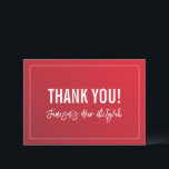 THANK YOU BAR MITZVAH modern red burgundy gradient Card<br><div class="desc">by kat massard >>> https://linktr.ee/simplysweetpaperie <<< A simple, stylish way to say thank you to your guest's for attending your event. Setup as a template it is simple for you to add your own details, or hit the customise button and you can add or change text, fonts, sizes etc TIP...</div>