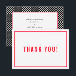 THANK YOU BAR MITZVAH modern simple red black Card<br><div class="desc">by kat massard >>> https://linktr.ee/simplysweetpaperie <<< A simple, stylish way to say thank you to your guest's for attending your event. Setup as a template it is simple for you to add your own details, or hit the customise button and you can add or change text, fonts, sizes etc TIP...</div>