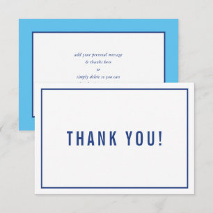 THANK YOU BAR MITZVAH modern simple royal blue Card