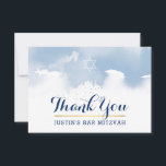 THANK YOU BAR MITZVAH modern star blue watercolor<br><div class="desc">by kat massard >>> kat@simplysweetPAPERIE.com <<< A simple, stylish way to say thank you to your guest's for attending your child's BAR MITZVAH Setup as a template it is simple for you to add your own details, or hit the customise button and you can add or change text, fonts, sizes...</div>