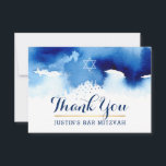 THANK YOU BAR MITZVAH modern star blue watercolor<br><div class="desc">by kat massard >>> kat@simplysweetPAPERIE.com <<< A simple, stylish way to say thank you to your guest's for attending your child's BAR MITZVAH Setup as a template it is simple for you to add your own details, or hit the customise button and you can add or change text, fonts, sizes...</div>