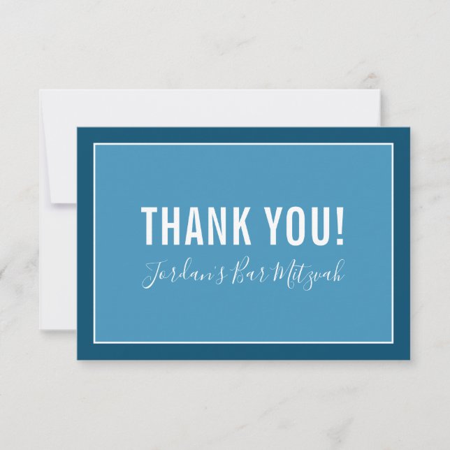 THANK YOU BAR MITZVAH modern star boy denim blue Card (Front)
