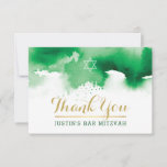 THANK YOU BAR MITZVAH modern star green watercolor<br><div class="desc">by kat massard >>> kat@simplysweetPAPERIE.com <<< A simple, stylish way to say thank you to your guest's for attending your child's BAR MITZVAH Setup as a template it is simple for you to add your own details, or hit the customise button and you can add or change text, fonts, sizes...</div>